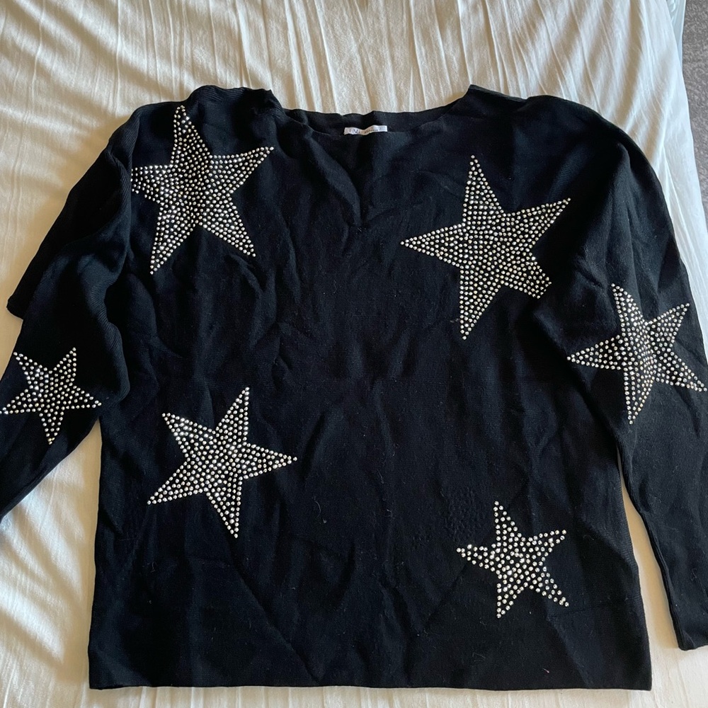 Black Star-Studded Women's Sweater